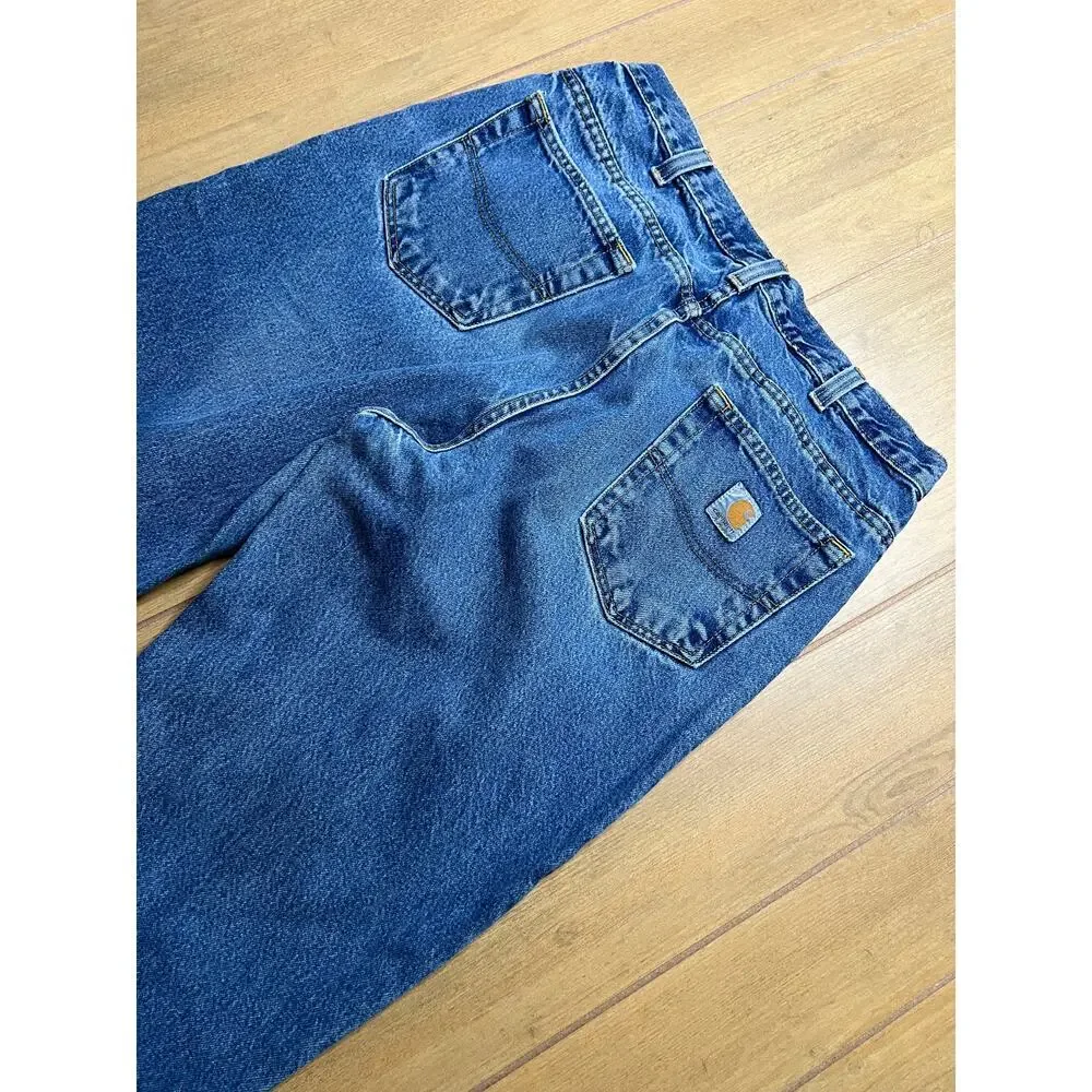 Vintage Carhartt Jeans Mens‎ 34x32 Blue Denim Utility Work Pants relax Distress